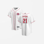 Men's Cincinnati Reds Hunter Greene Cool Base Replica Home Jersey - White