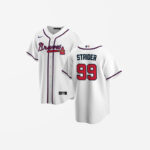 Youth Atlanta Braves Spencer Strider Cool Base Replica Home Jersey - White